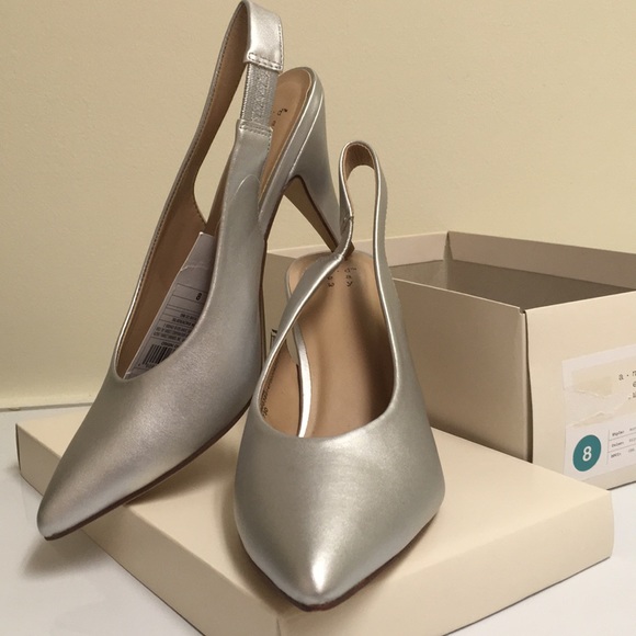 Sz 8 A new day silver slingback pumps 3.5” heels - Picture 2 of 8